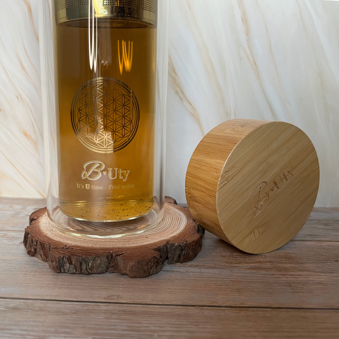 Flower of life på te-infuser med bambus låg