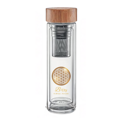 Vital termo te infuser glasflaske med flower of life